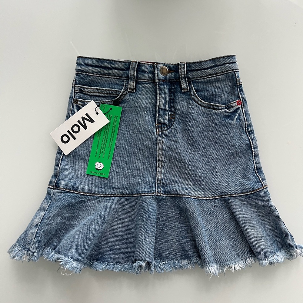 Molo Denim Mini Skirt with Frayed Hem
